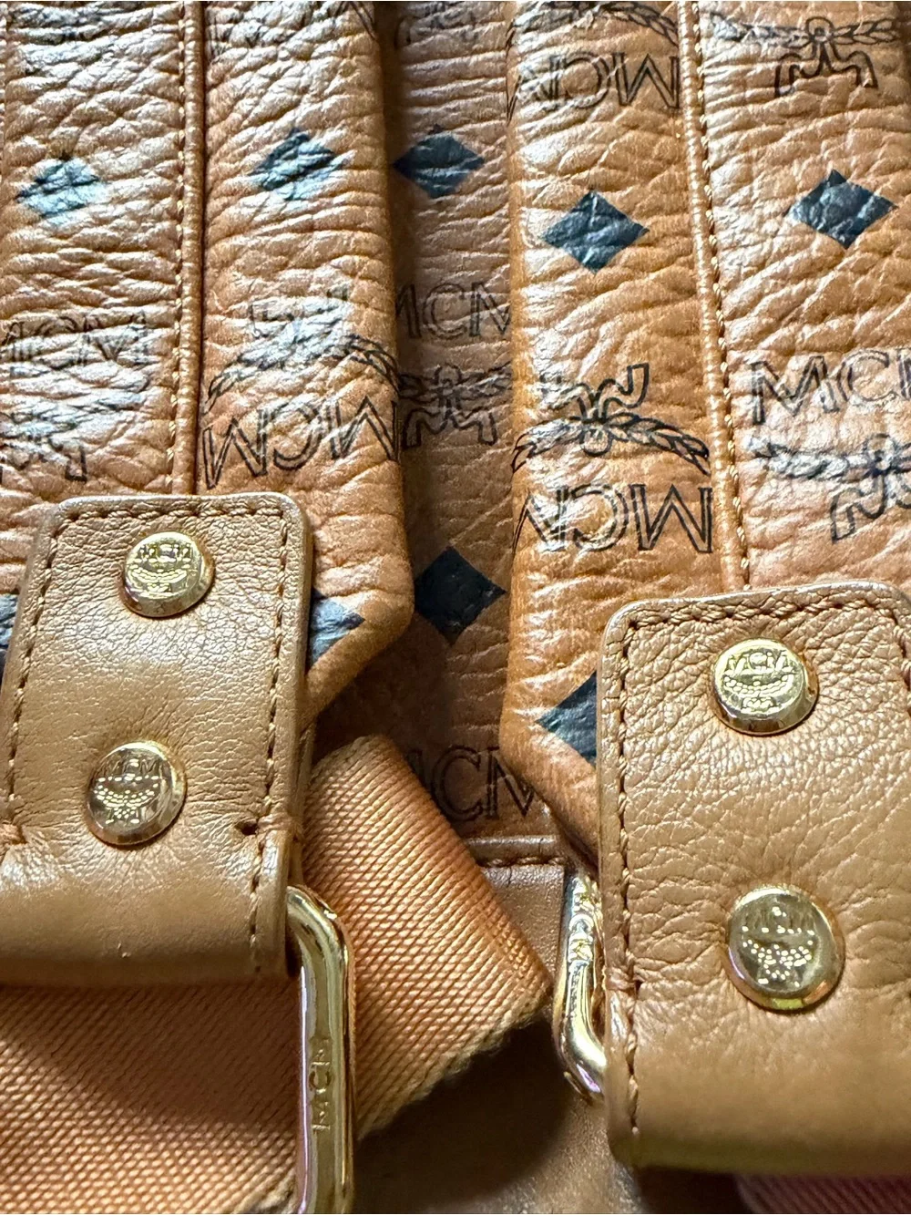 MCM Cognac Visetos Logo Backpack with Gold and Silver Studs! (FIX IT OR CHOP IT)